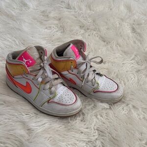 Nike High-Top Sneakers with Orange and Pink Accents
